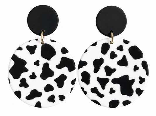 Circle Cow Print Earrings