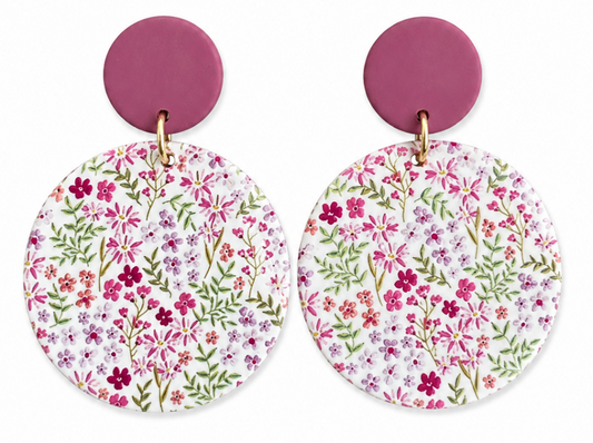 Purple & Green Floral Earrings