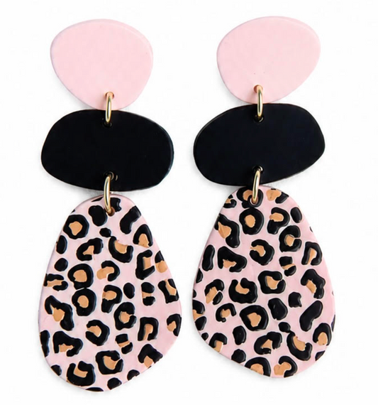 Pink Cheetah Print Earrings