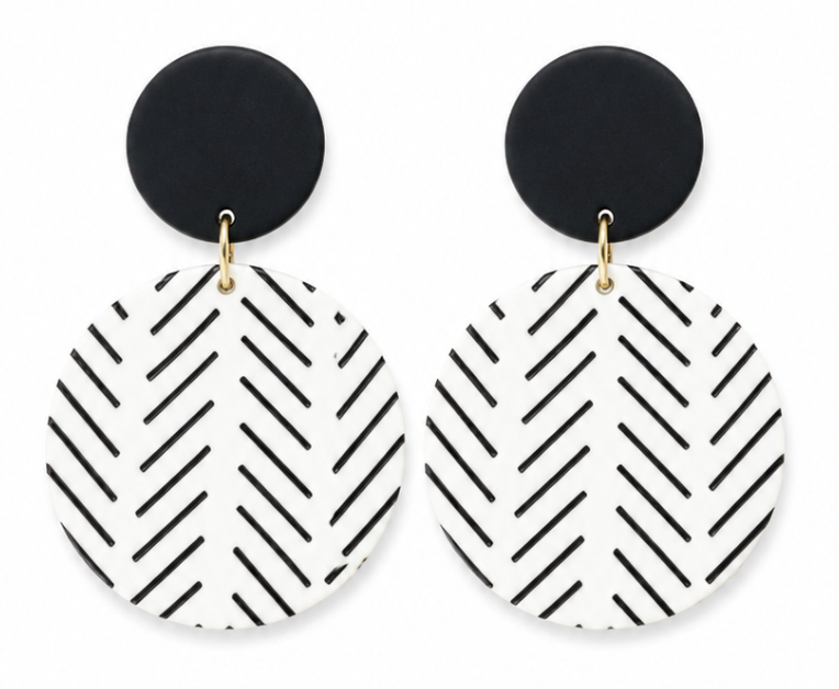 Black & White Striped Earrings