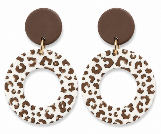 Brown Cheetah Print Earrings