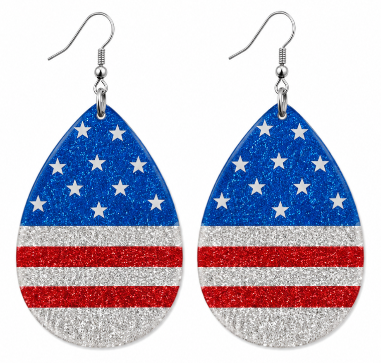 Sparkly Flag Earrings
