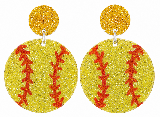 Sparkly Softball Earrings